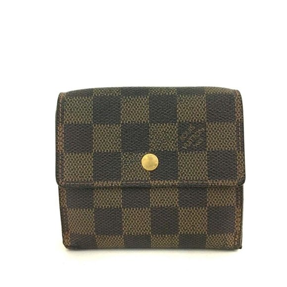 375076F V Louis Vuitton Wallet Portefeiulle Elise Brown Trifold Damier